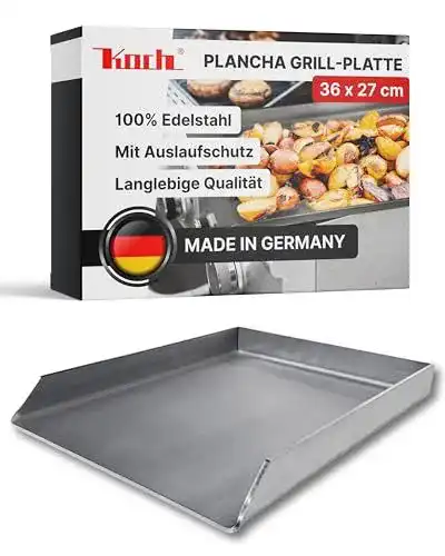 Plancha-Grillplatte KOCH 37 aus Edelstahl 36 x 27 x 4 cm