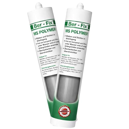 Natursteinkleber Ber-Fix 2x MS Polymer Kleber Beton-Grau 440g