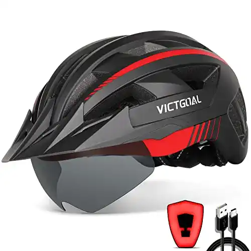 MTB-Helm VICTGOAL Fahrradhelm für Herren und Damen mit abnehmbarer Brille