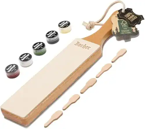 Streichriemen Bacher Premium Leder Abziehleder Set für Messer