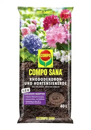 Compo SANA Rhododendron- und Hortensienerde mit 8 Wochen Nährstoffen, 40L