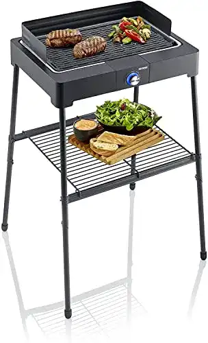 Standgrill Severin mit Aluminium-Grillplatte und Standuntergestell