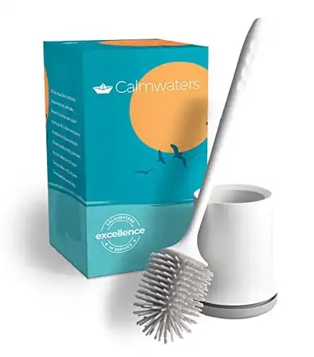 Silikon-Klobürste Calmwaters mit Klebe-Wandhalterung und ergonomischem Griff