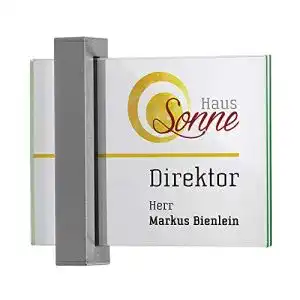 Türschild Dreifke Torino DIN A6 quer Aluminium titangrau mit Echtglas