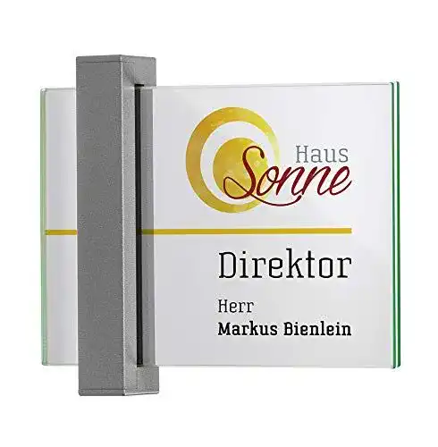 Türschild Dreifke Torino DIN A6 quer Aluminium titangrau mit Echtglas