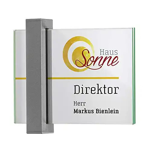 Türschild Dreifke Torino DIN A6 quer Aluminium titangrau mit Echtglas