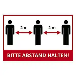 Abstandsschild 300×200 mm aus Aluminium/Dibond für COVID-19