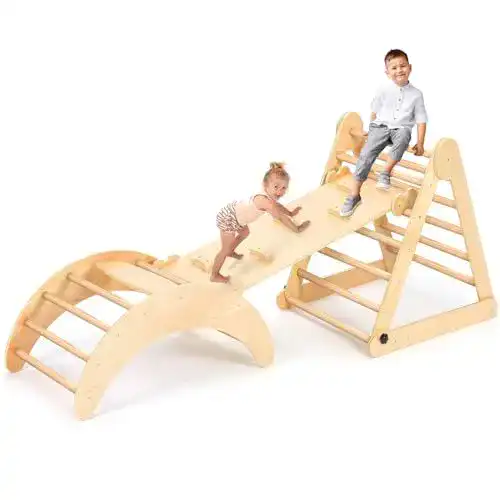 Kletterbogen Yoleo aus Holz – 3 in 1 Bogenwippe für Babys ab 2 Jahren