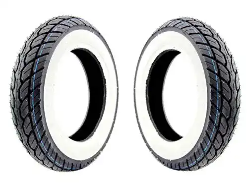 Motorroller-Reifen Set 3.50-10 K418 von Streetparts24 mit Weißwand-Design