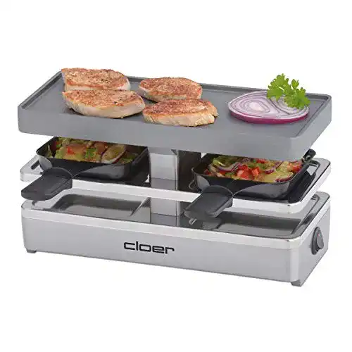 Cloer 6495 Mini Raclette Grill mit 400 W und 2 Pfännchen