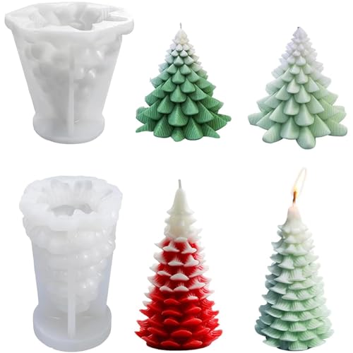 Kerzenform Fysl 2 Stück Silikon Weihnachtsbaum für DIY Kerzen