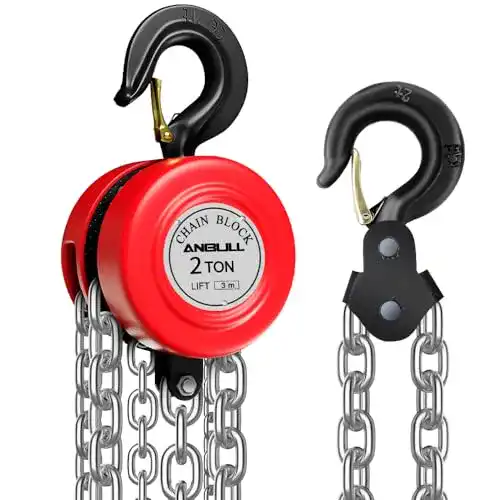 Flaschenzug Anbull 2T Kettenzug mit verzinkter Kette und 3m Hubhöhe