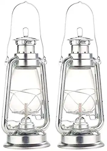 Petroleumlampe Lunartec 2er-Set Sturmlaternen aus verzinktem Blech