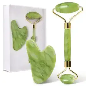 Jade-Roller und Gua Sha Set für Gesichtsmassage und Hautpflege