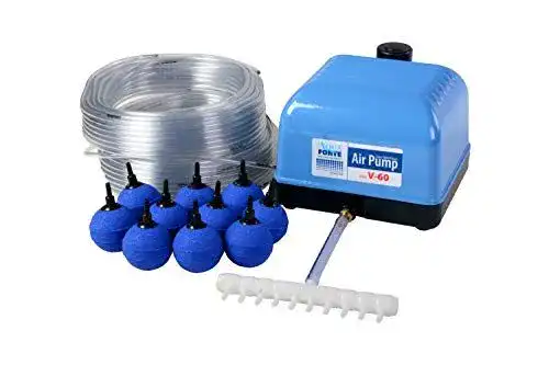 Teichbelüfter AquaForte Hi-Flow V-60 Luftpumpenset mit Luftverteilern und Schlauch