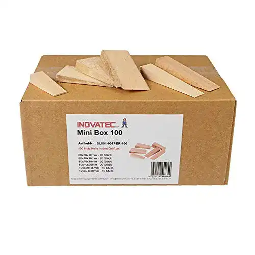 Holzkeile von Inovatec GmbH – 100 Stück aus Buchenholz, gemischte Größen