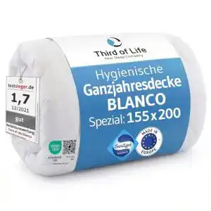 Bettdecke 155 x 200 cm von Third of Life, BLANCO, Ganzjahresdecke