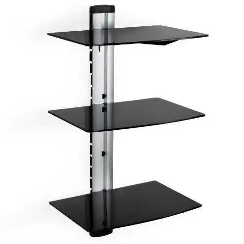 Hifi-Rack tectake Wandregal aus Glas für TV und HiFi Geräte