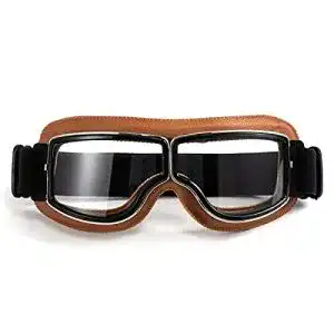Evomosa Retro Motorradbrille für Motocross mit klarem Glas und gelbem Rahmen