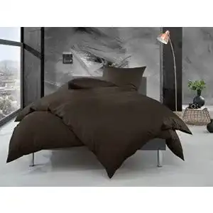 Perkal-Bettwäsche Mako Bettwäsche Uni in Espresso Braun 155×200 cm