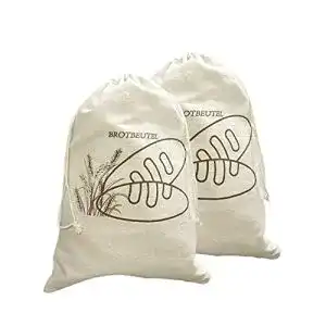 Brotbeutel aus Leinen, wiederverwendbar mit Kordelzug, groß