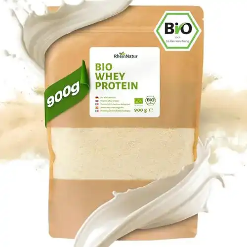 Bio Whey Proteinpulver RheinNatur 900 g – Reines Bio Molkeprotein ohne Zusatzstoffe
