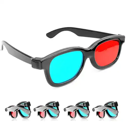 Ganzoo 3D-Anaglyphenbrille für TV und PC-Spiele, Set mit 4 Stück