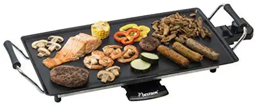 Bestron elektrischer Tischgrill mit Plancha-Grillplatte