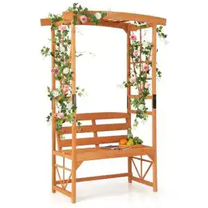 Rosenbogen aus Holz mit Bank für den Garten 2-Sitzer und Rankhilfe