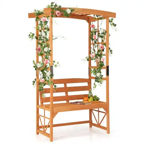 Rosenbogen aus Holz mit Bank für den Garten 2-Sitzer und Rankhilfe