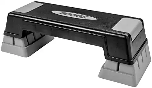 POWRX Aerobic Steppbrett in Grau mit 3 Höhenstufen (12/17/24 cm)