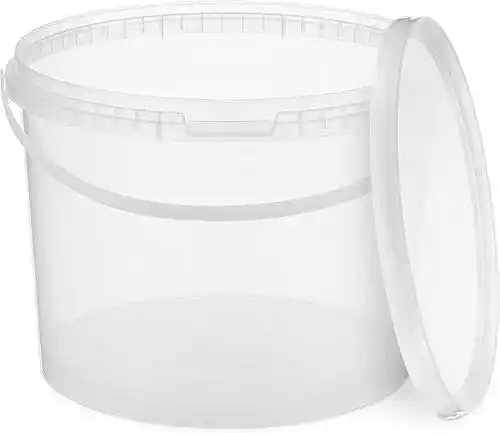 BenBow 10-Liter-Eimer mit Deckel transparent für Lebensmittelauflagerung