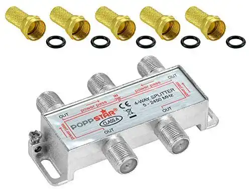 Poppstar 4-fach Sat-Verteiler für Satelliten- und Antennensignale