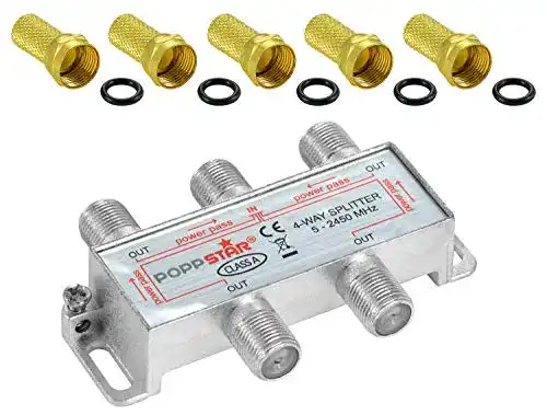 Poppstar 4-fach Sat-Verteiler für Satelliten- und Antennensignale