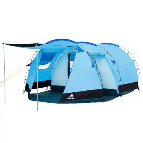 Zelt CampFeuer Super+ für 4 Personen in Blau/Schwarz