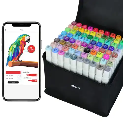 Alkoholmarker Vokiuler 80 Farben Twin Marker Set für Zeichnen und Illustration