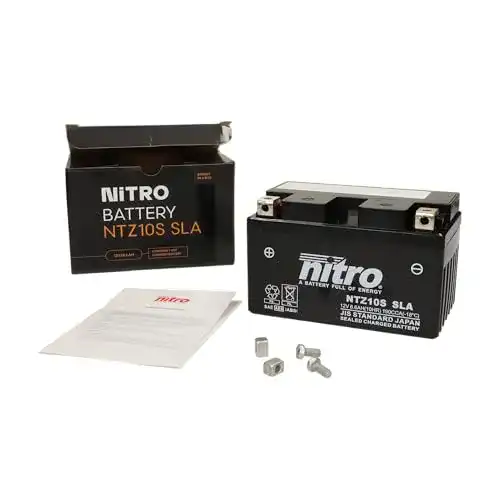 Motorradbatterie Nitro YTZ10S – AGM Technologie, Schwarz