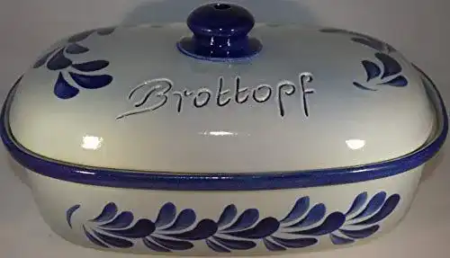 Brottopf Töpferei Seifert 30 cm grau-blau oval aus Steinzeug