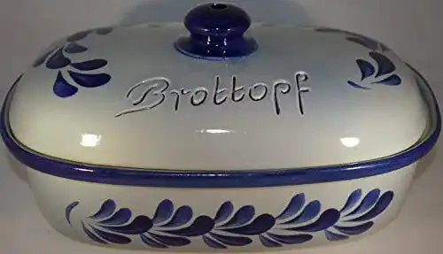 Brottopf Töpferei Seifert 30 cm grau-blau oval aus Steinzeug