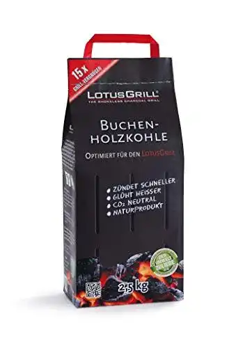 LotusGrill Buchen-Holzkohle 2,5 kg für rauchfreies Grillen