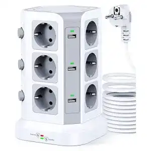 Steckdosenturm mit 5m Kabel und 12 Steckdosen