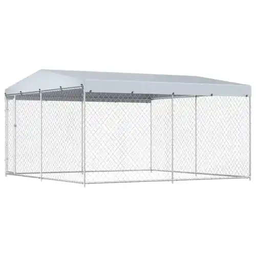 Hundezwinger vidaXL Outdoor mit Überdachung 382 x 382 x 225 cm