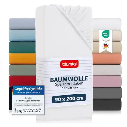 Spannbettlaken Blumtal Baumwolle 90×200 cm Jersey