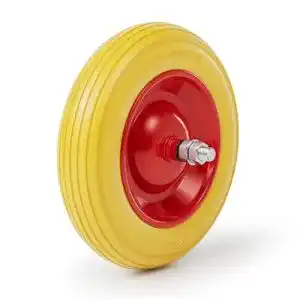 Schubkarrenrad aus Vollgummi von Wiltec, pannensicheres PU-Rad