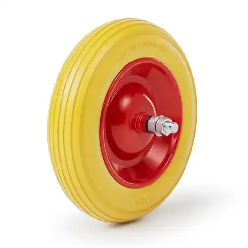 Schubkarrenrad aus Vollgummi von Wiltec, pannensicheres PU-Rad