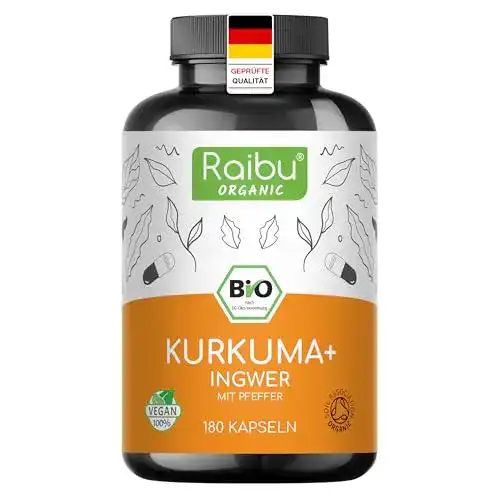 Kurkuma-Ingwer-Kapseln mit Schwarzem Pfeffer – Bio Qualität