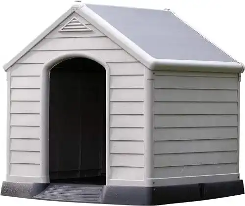 Hundehütte Curver in grau, wetterfest und pflegeleicht aus PVC
