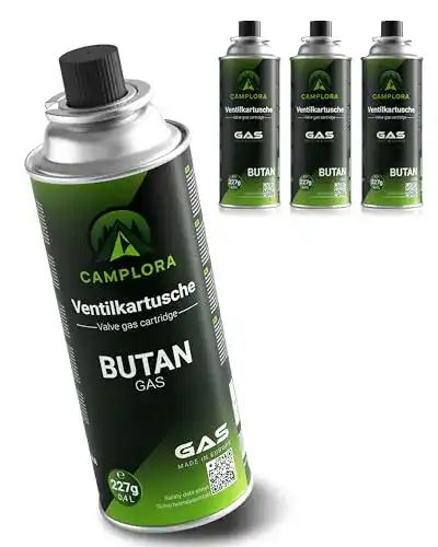 Gaskartuschen Tolegano 4x 227g Butan mit Ventil für Grill und Kochen