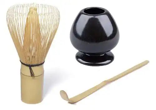 Matcha Besen Set mit Bambuslöffel und Besenhalter für die Zubereitung