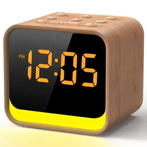 Holz Wecker Reacher Radiowecker mit FM und Nachtlicht